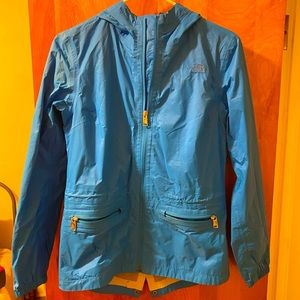 The Northface Women’s Hooded Rain Jacket Blue Size Small. Excellent condition.